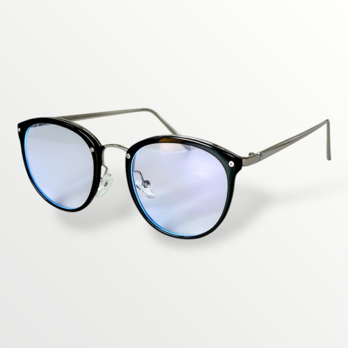 Комп'ютерні окуляри Blue block cat eye оправа чорні + срібло